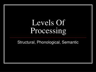levels of processing and recall Full-text paper (pdf): the influence of levels of processing on recall from working memory and delayed recall tasks. levels of processing and recall Full-text paper (pdf): the influence of levels of processing on recall from working memory and delayed recall tasks.