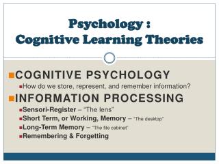 cognitive theories psychology learning presentation emotional trauma information ppt powerpoint processing sensori represent lens register remember store slideserve