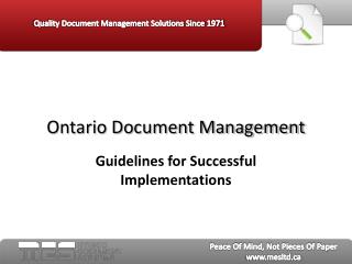 Ontario Document Management: Guidelines for Successful Impl
