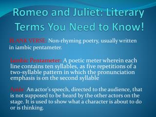 Romeo and juliet literary terms