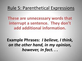 How to write parenthetical sentence