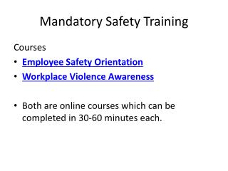 training mandatory safety presentation ppt powerpoint slideserve