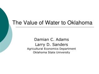 The Value of Water to Oklahoma