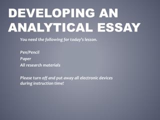 An Analytical Essay