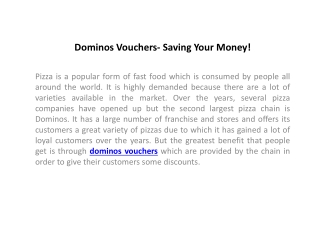 Dominos Vouchers- Saving Your Money!