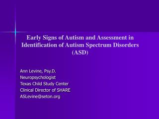 PPT - Autism Spectrum Disorders : Presentations And Co-morbidities In ...