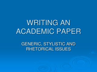 Writing A Conference Paper