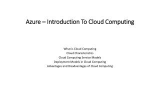 Azure – Introduction To Cloud Computing