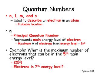 Ppt - Quantum Numbers Powerpoint Presentation - Id:2135857