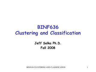 BINF636 Clustering and Classification