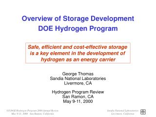 Overview of Storage Development DOE Hydrogen Program