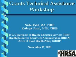 Grants Technical Assistance Workshop