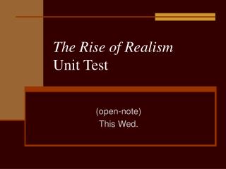 realism unit test In this unit you have explored magical realism and learned that literature can both express “real human truth” and be a vehicle for social commentary using at least two of the literary texts from this unit and additional information gathered from at least two credible sources located through independent research,. realism unit test In this unit you have explored magical realism and learned that literature can both express “real human truth” and be a vehicle for social commentary using at least two of the literary texts from this unit and additional information gathered from at least two credible sources located through independent research,.