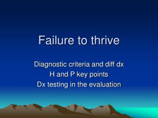 failure thrive meaning