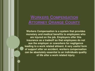 Workers Compensation Lawyer Orange County