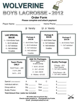 Order Form Please complete and attach payment