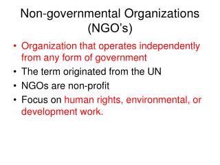 non organizations governmental ngo ngos role organization government ppt powerpoint presentation independently originated operates term un form any slideserve