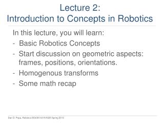 Lecture 2: Introduction to Concepts in Robotics