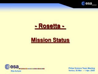 - Rosetta - Mission Status