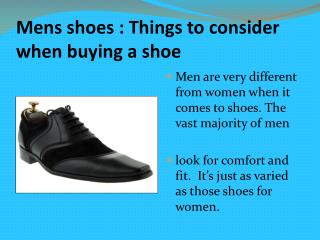 Men's shoes : Things to consider when buying a shoe