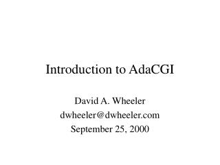 Introduction to AdaCGI