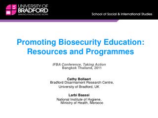 Promoting Biosecurity Education: Resources and Programmes