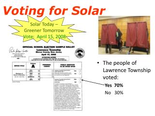 Solar Today – Greener Tomorrow Vote: April 15, 2008