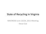 State of Recycling in Virginia