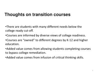 Thoughts on transition courses