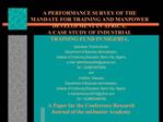 A PERFORMANCE SURVEY OF THE MANDATE FOR TRAINING AND MANPOWER DEVELOPMENT IN AFRICA: A CASE STUDY OF INDUSTRIAL TRAIN