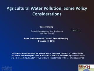 Agricultural Water Pollution: Some Policy Considerations