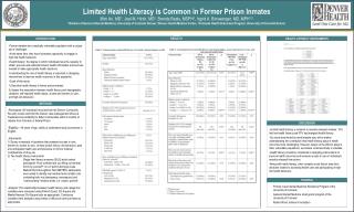 Limited Health Literacy is Common in Former Prison Inmates
