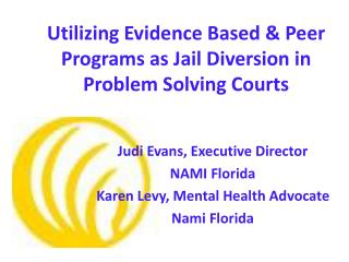Utilizing Evidence Based &amp; Peer Programs as Jail Diversion in Problem Solving Courts