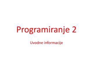Programiranje 2