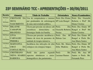 23º SEMINÁRIO TCC - APRESENTAÇÕES – 30/06/2011