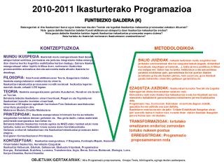 2010-2011 Ikasturterako Programazioa