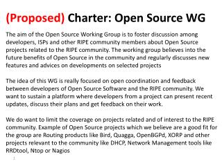 (Proposed) Charter: Open Source WG