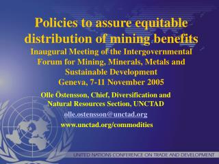 Olle Östensson, Chief, Diversification and Natural Resources Section, UNCTAD