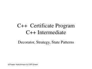 C++ Certificate Program C++ Intermediate