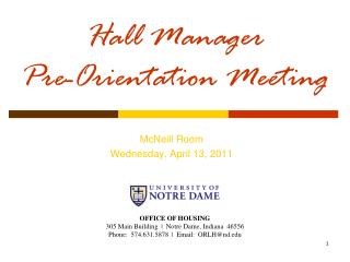 Hall Manager Pre-Orientation Meeting