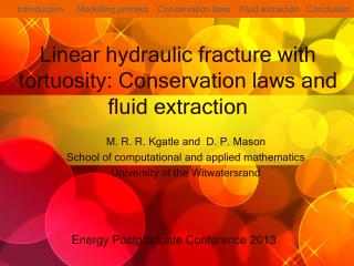 Linear hydraulic fracture with tortuosity: Conservation laws and fluid extraction