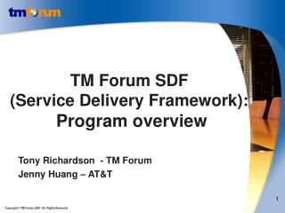 TM Forum SDF (Service Delivery Framework): Program overview