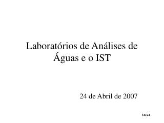 Laboratórios de Análises de Águas e o IST