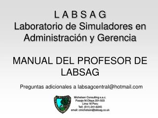 L A B S A G Laboratorio de Simuladores en Administración y Gerencia MANUAL DEL PROFESOR DE LABSAG