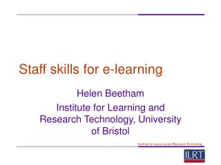 Staff skills for e-learning