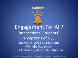 Engagement For All? International Students’ Perceptions of NSSE