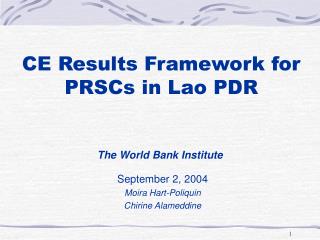 CE Results Framework for PRSCs in Lao PDR