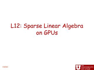 L12: Sparse Linear Algebra on GPUs