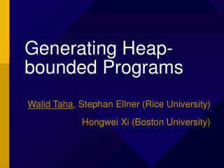 Generating Heap-bounded Programs