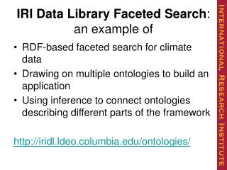 IRI Data Library Faceted Search : an example of